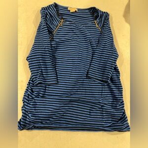 Michael Michael Kors Woman’s Plus Size 2x Blouse Striped Blue Black Punk Stripes